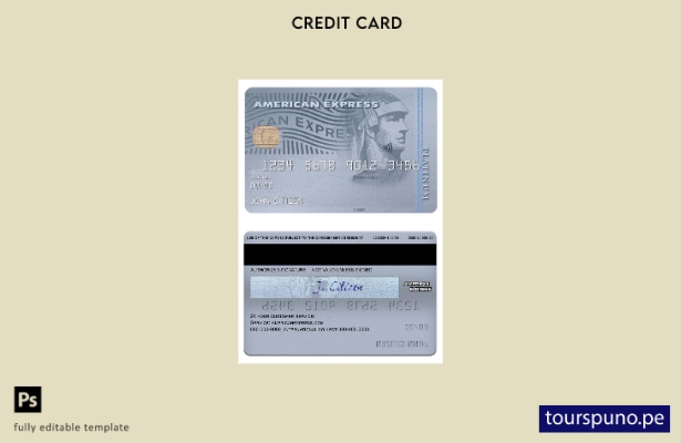 listo para imprimir plantilla de tarjeta platino amex del Banco de Cisjordania d